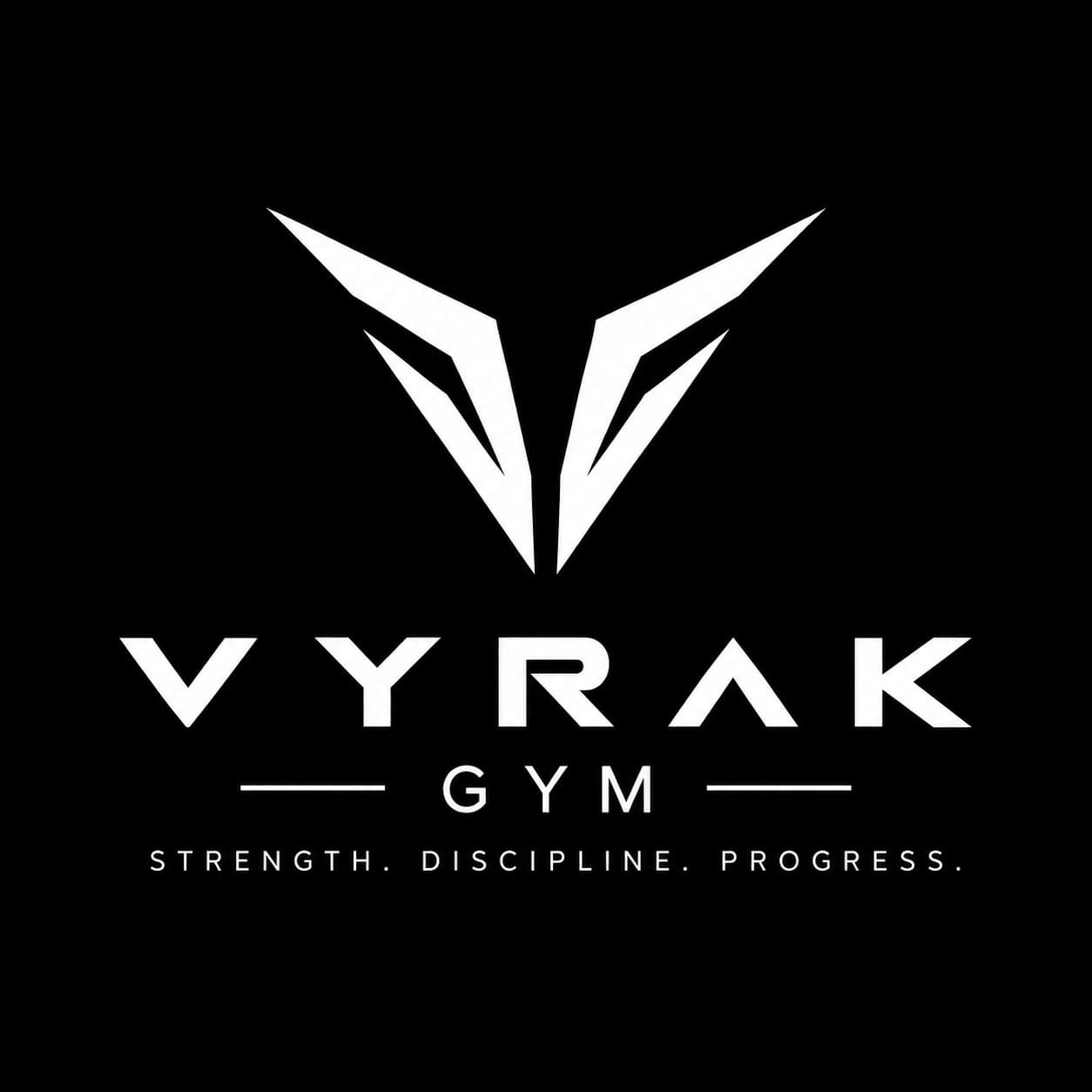 VYRAK Gym logo: Strength. Discipline. Progress.